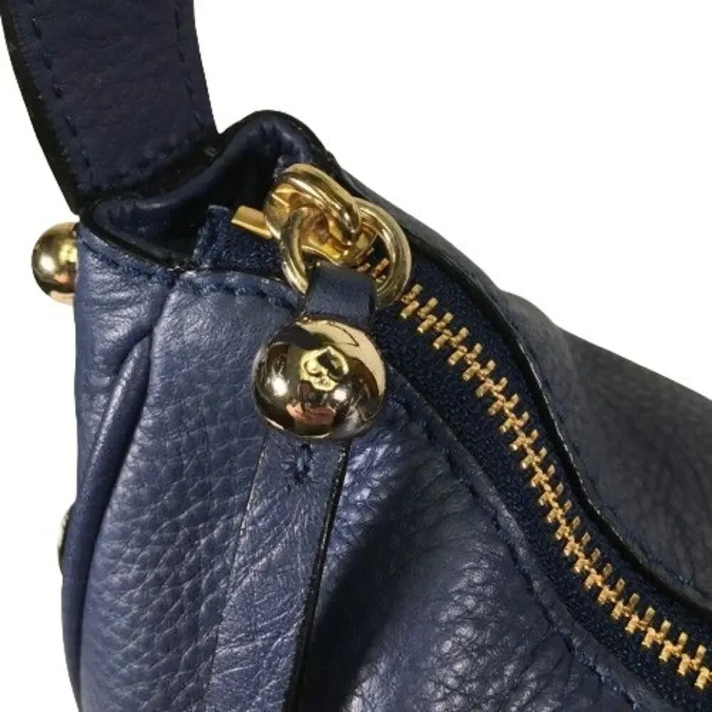 Kate Spade Charles Street Small Haven Navy Blue Leather Hobo Handbag Purse Bag
